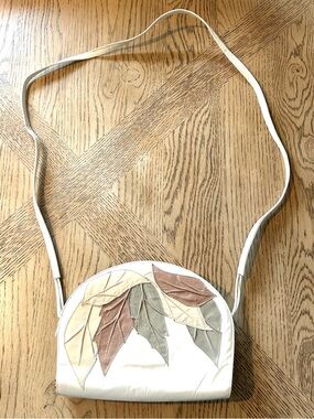Purse Bag Paradox By Zalo Leather White With Colored Leaf Design Made In Spain